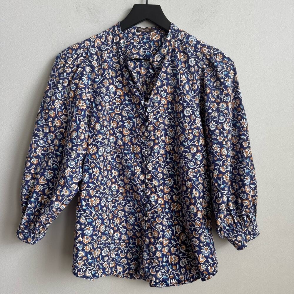 J. McLaughlin Sherry Mini Secret Garden Floral Print Blouse Size XS - Picture 3 of 10